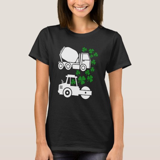 St Patrick's Day Concrete Mixer Road Roller Lucky T-shirt (Voorkant)