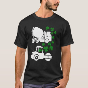 St Patrick's Day Concrete Mixer Road Roller Lucky T-shirt