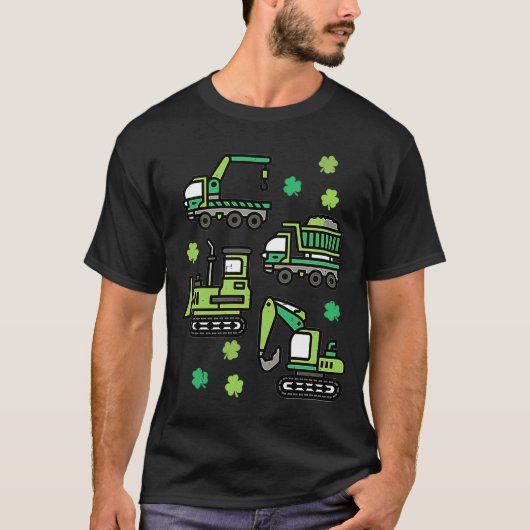 St Patricks Day Construction Trucks Funny Boys Kin T-shirt (Voorkant)