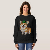 St Patrick's Day Corgi Dog Irish Shamrock Leprecha Trui (Voorkant volledig)