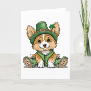 St. Patrick's Day Corgi-hond Feestdagen Kaart