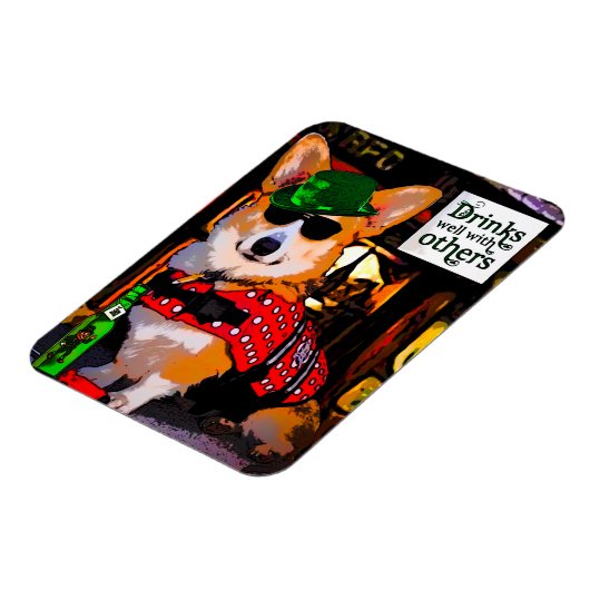 St Patrick's Day Corgi Magneet (Linkerzijde)