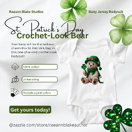 St. Patrick's Day Crochet-Look Bear  Romper