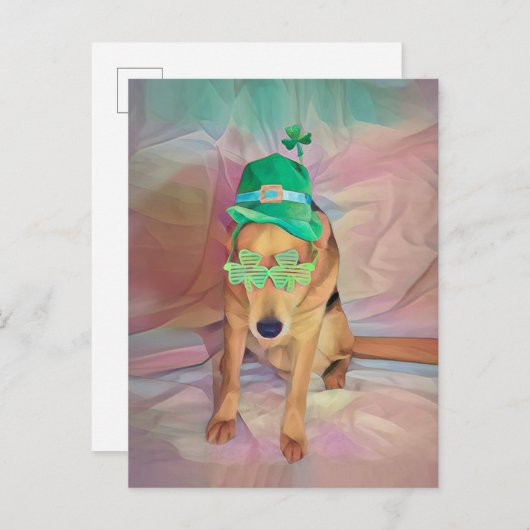 St Patricks Day Cute Funny Irish Hipster Dog Briefkaart (Voorkant / Achterkant)