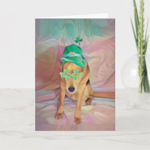 St Patricks Day Cute Funny Irish Hipster Dog Kaart