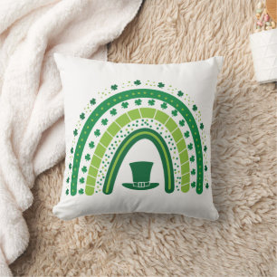 St. Patricks Day Cute Green Clover Rainbow Kussen