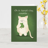 St. Patricks Day Cute Kitten Holding Shamrock Kaart (Gele Bloem)