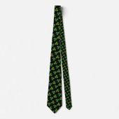 St Patricks Day Cute Shamrock Pattern Green Black Stropdas (Voorkant)