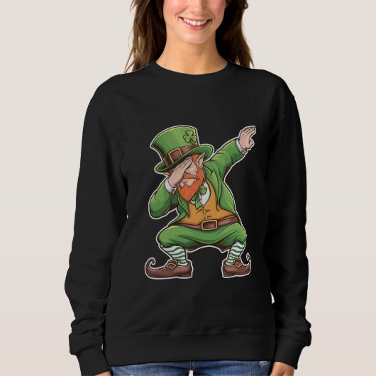 St Patricks Day Dab Dabbing Kabouter In Groen Trui (Voorkant)