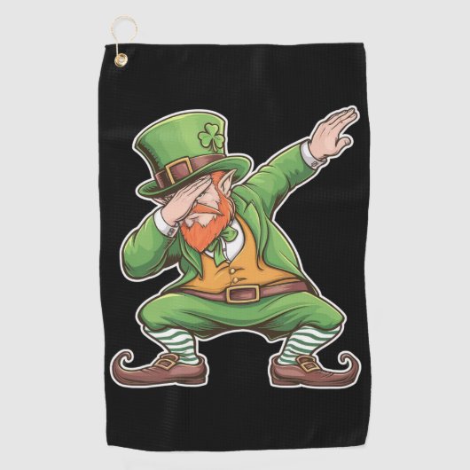 St Patricks Day Dab Dabbing Leprechaun in het groe Golfhanddoek (Voorkant)