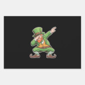 St Patricks Day Dab Dabbing Leprechaun in het groe Inpakpapier Vel (Voorkant)