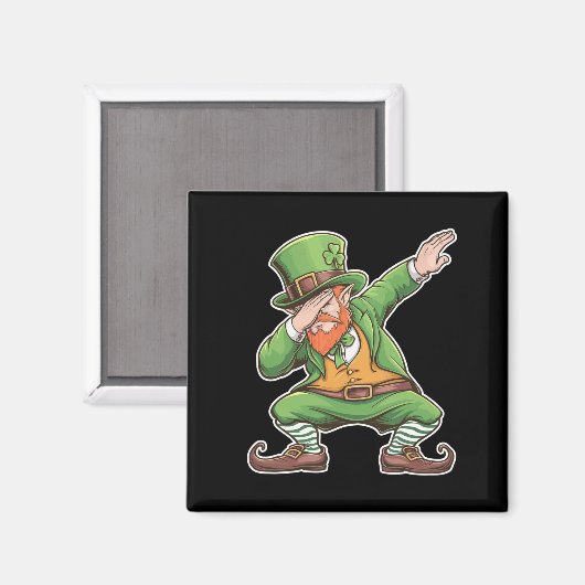 St Patricks Day Dab Dabbing Leprechaun in het groe Magneet (Voorkant / Achterkant)