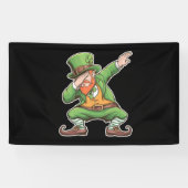 St Patricks Day Dab Dabbing Leprechaun in het groe Spandoek (Horizontaal)