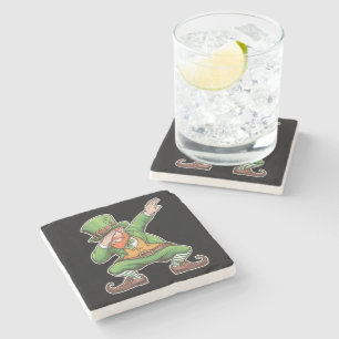 St Patricks Day Dab Dabbing Leprechaun in het groe Stenen Onderzetter