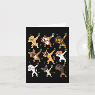 St Patricks Day Dabbing Dogs Holding Clovers Boys Kaart