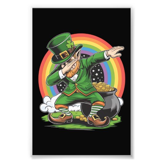 St Patricks Day Dabbing Kabouter Dab Dans Foto Afdruk (Voorkant)