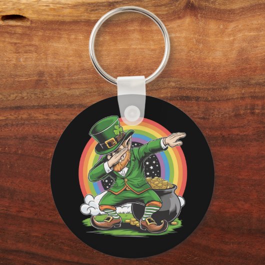 St Patricks Day Dabbing Kabouter Dab Dans Sleutelhanger (Voorkant)