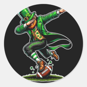 St Patricks Day Dabbing Leprechaun Boys Girls Voet Ronde Sticker