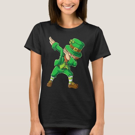 St Patricks Day Dabbing Leprechaun Boys Men Funny  T-shirt (Voorkant)