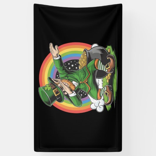 St Patricks Day Dabbing Leprechaun Dab Dance Spandoek (Verticaal)