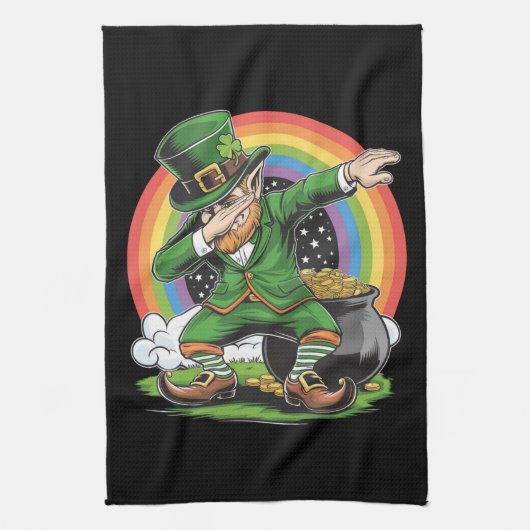 St Patricks Day Dabbing Leprechaun Dab Dance Theedoek (Verticaal)