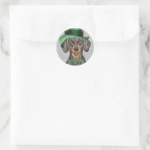 St. Patrick's Day Dachshund Classic Round Sticker (Tas)