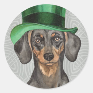 St. Patrick's Day Dachshund Ronde Sticker