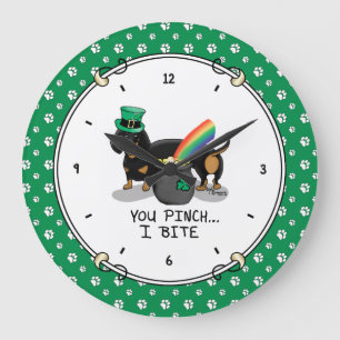 St. Patrick's Day Dachshund (zwarte & geelbruine h Grote Klok