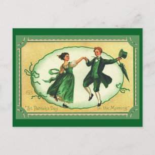 St. Patrick's Day Dancing Couple Vintage Afbeeldin Briefkaart