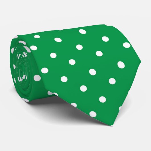 St. Patrick's Day Dark Green Polka Dot Pattern Stropdas (Opgerold)