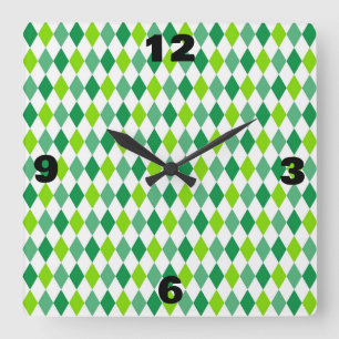 St. Patrick's Day Diamond Shape Pattern-54603 Vierkante Klok