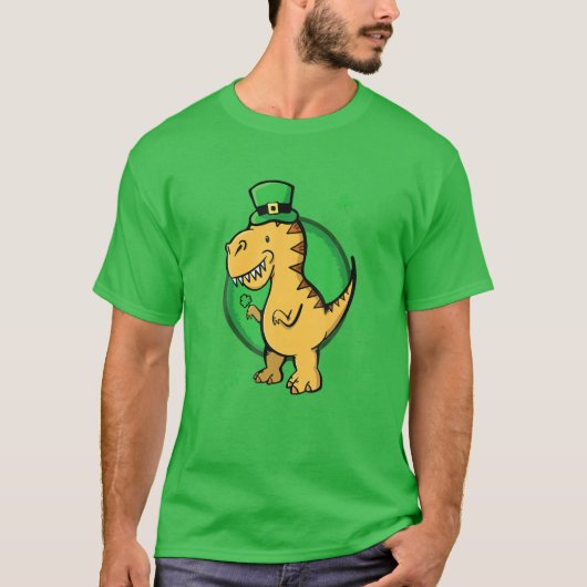 St Patricks Day Dinosaur Irish Funny Mannen Boy Ba T-shirt (Voorkant)