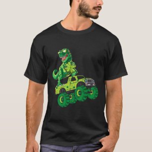 St Patricks Day Dinosaur Monster Truck Shamrock Bo T-shirt