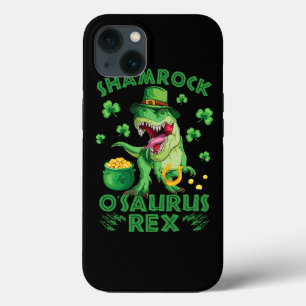St. Patricks Day Dinosaur Shamrocks Munten en Gelu iPhone 13 Hoesje