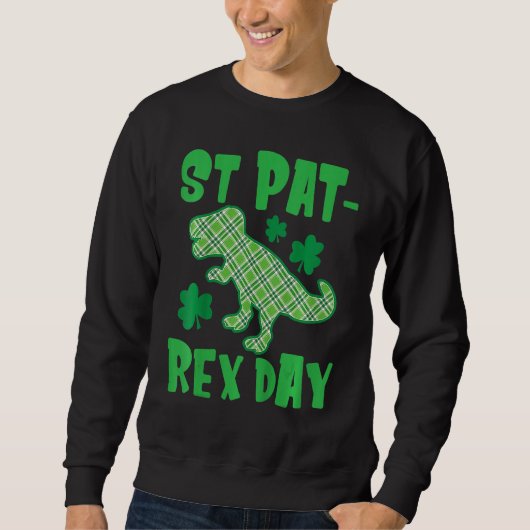 St Patricks Day Dinosaur St Pat Rex Day Kids Dino Trui (Voorkant)