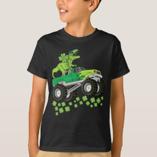 St Patricks Day Dinosaur T Rex Monster Truck Kinde T-shirt