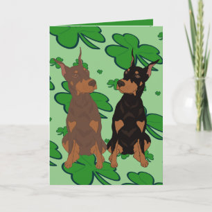 St. Patrick's Day Dobermann Pincher Feestdagen Kaart
