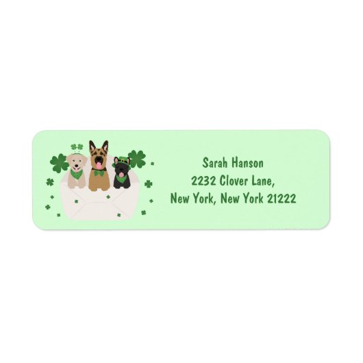 St Patricks Day Dog Mail Etiket (Voorkant)