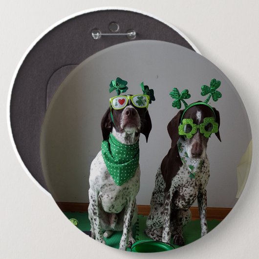 St. Patrick's Day Dogs Party Large Round Button (Voorkant /achterkant)
