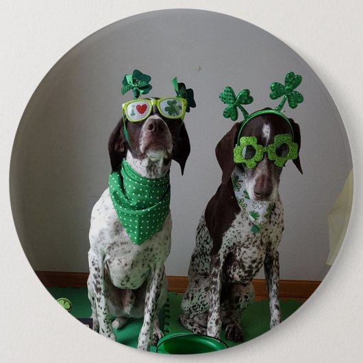 St. Patrick's Day Dogs Party Large Round Button (Voorkant)
