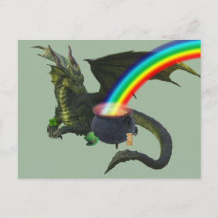 St. Patrick's Day Drakenpot met Goud Briefkaart