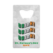 St. Patrick's Day Drink Irish Funny Cute Kredietkaart Flessenopener (Achterkant)