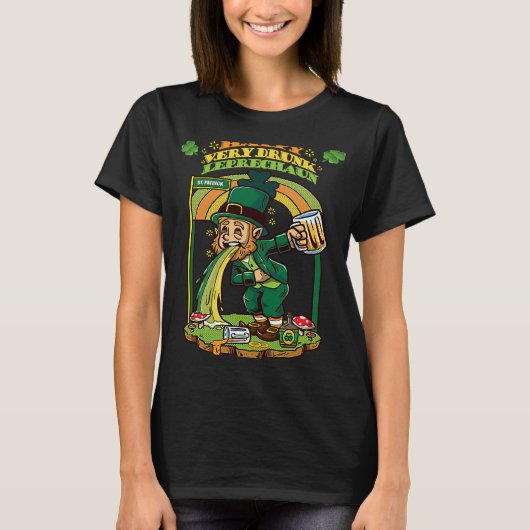 St Patrick's Day Drink Leprechaun Puking Rainbows T-shirt (Voorkant)