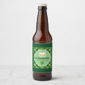 St. Patrick's Day Drink Team Clover Pattern Bier Etiket (Voorkant)