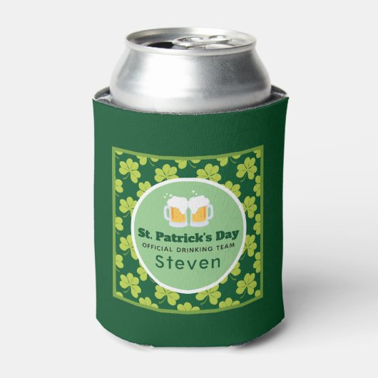 St. Patrick's Day Drink Team Clover Pattern Blikjeskoeler (Blikje Voorkant)