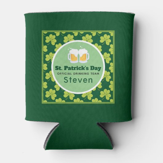 St. Patrick's Day Drink Team Clover Pattern Blikjeskoeler (Voorkant)