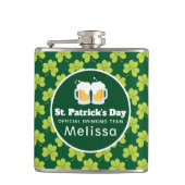 St. Patrick's Day Drink Team Clover Pattern Heupfles (Voorkant)