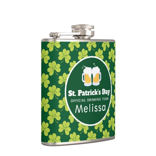 St. Patrick's Day Drink Team Clover Pattern Heupfles (Rechts)
