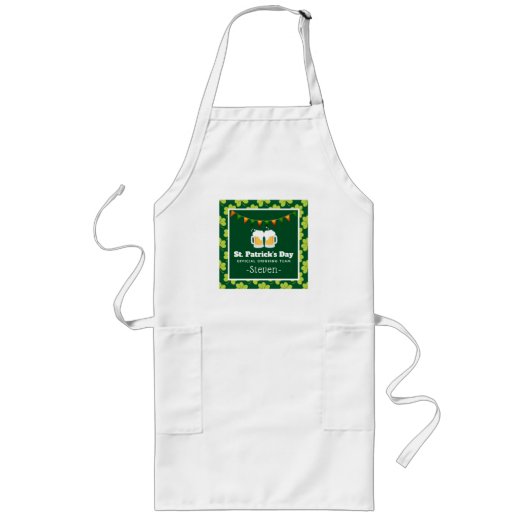 St. Patrick's Day Drink Team Clover Pattern Lang Schort (Voorkant)