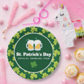 St. Patrick's Day Drink Team Clover Pattern Papieren Bordje (Feest)